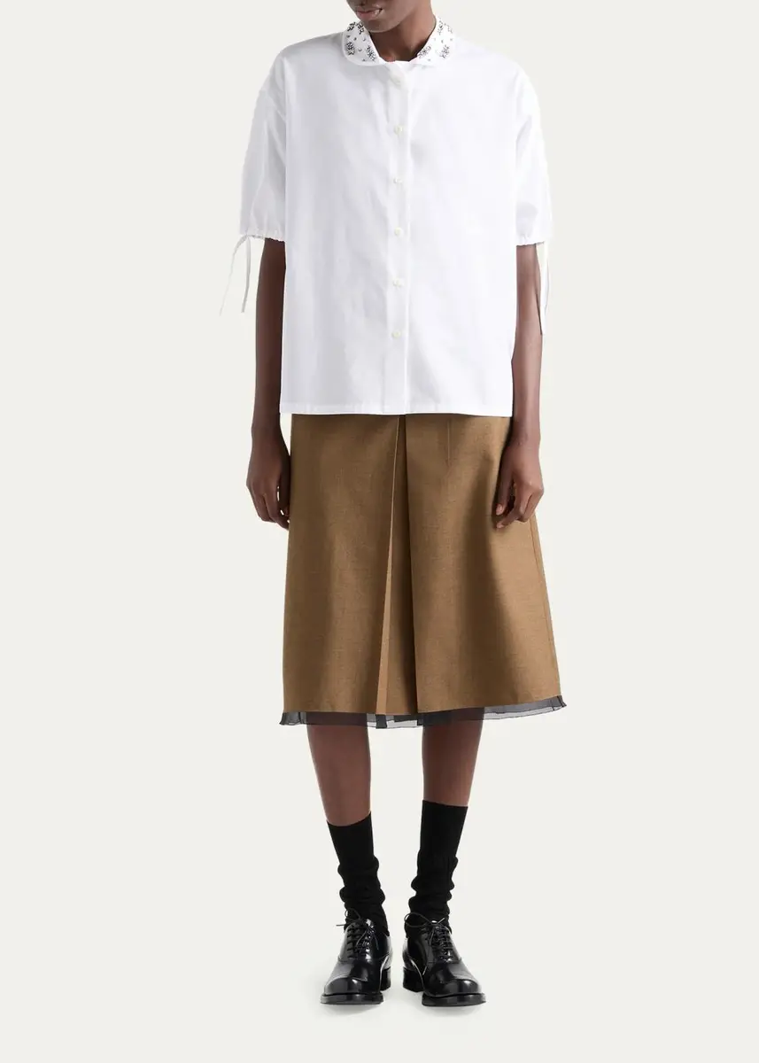 Prada Embellished Peter Pan Collar Shirt | Thumbnail 2 Prada Embellished Peter Pan Collar Shirt | Thumbnail 2