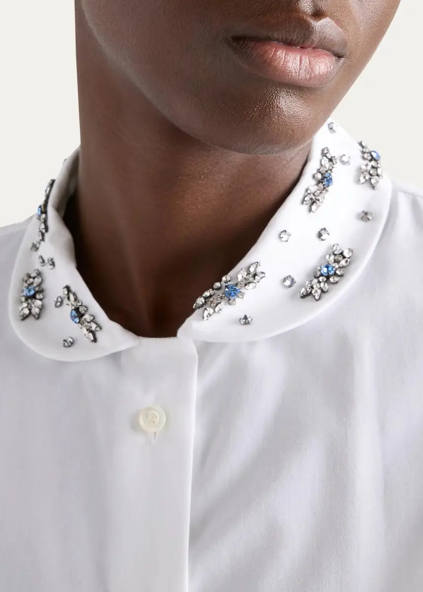 Prada Embellished Peter Pan Collar Shirt | Thumbnail 4 Prada Embellished Peter Pan Collar Shirt | Thumbnail 4