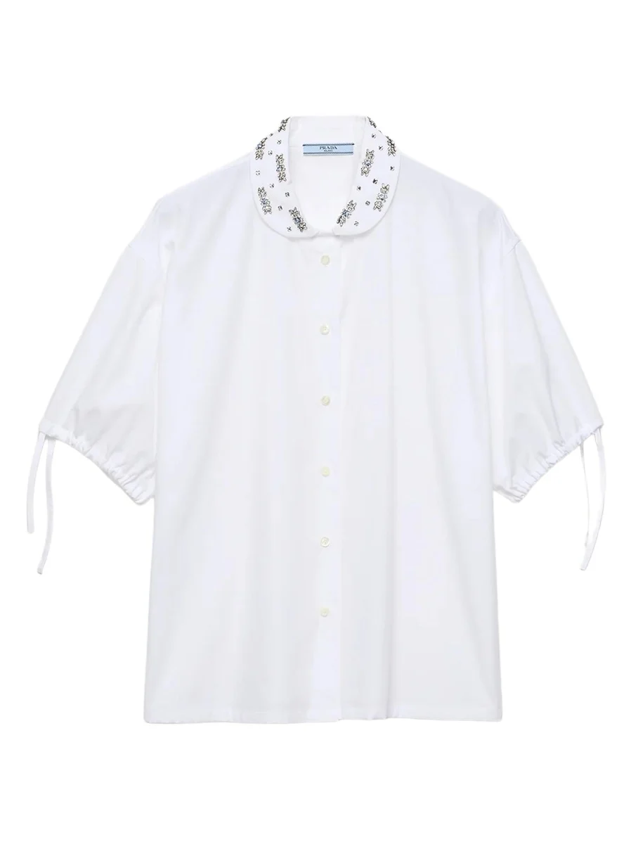 Prada Embellished Peter Pan Collar Shirt