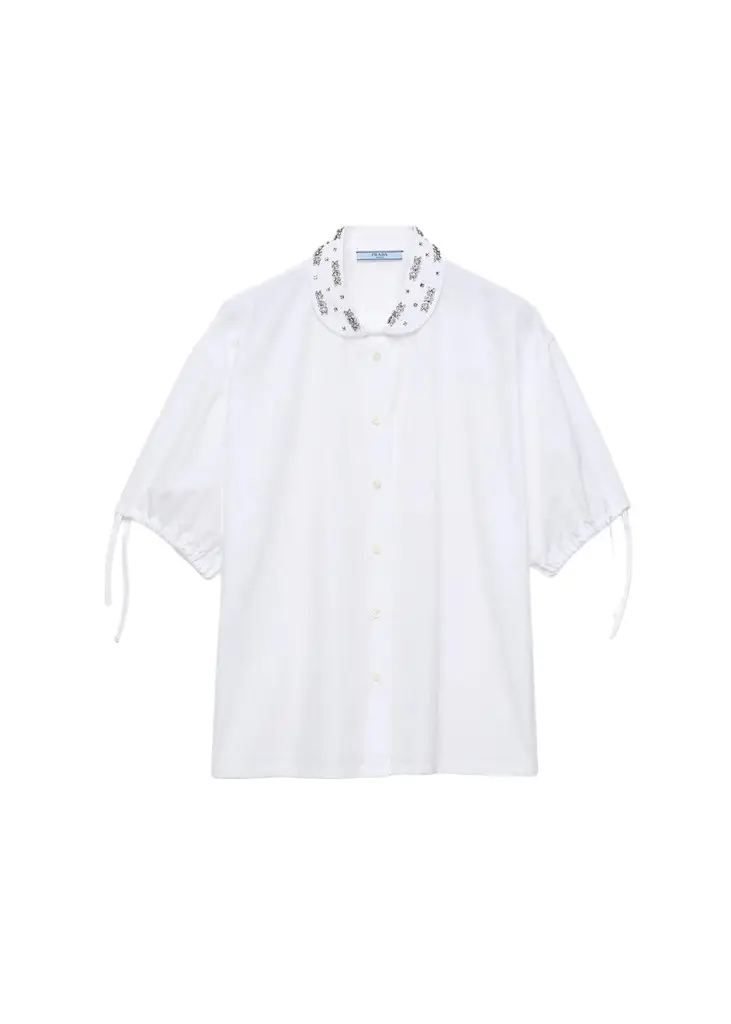 Prada Embellished Peter Pan Collar Shirt