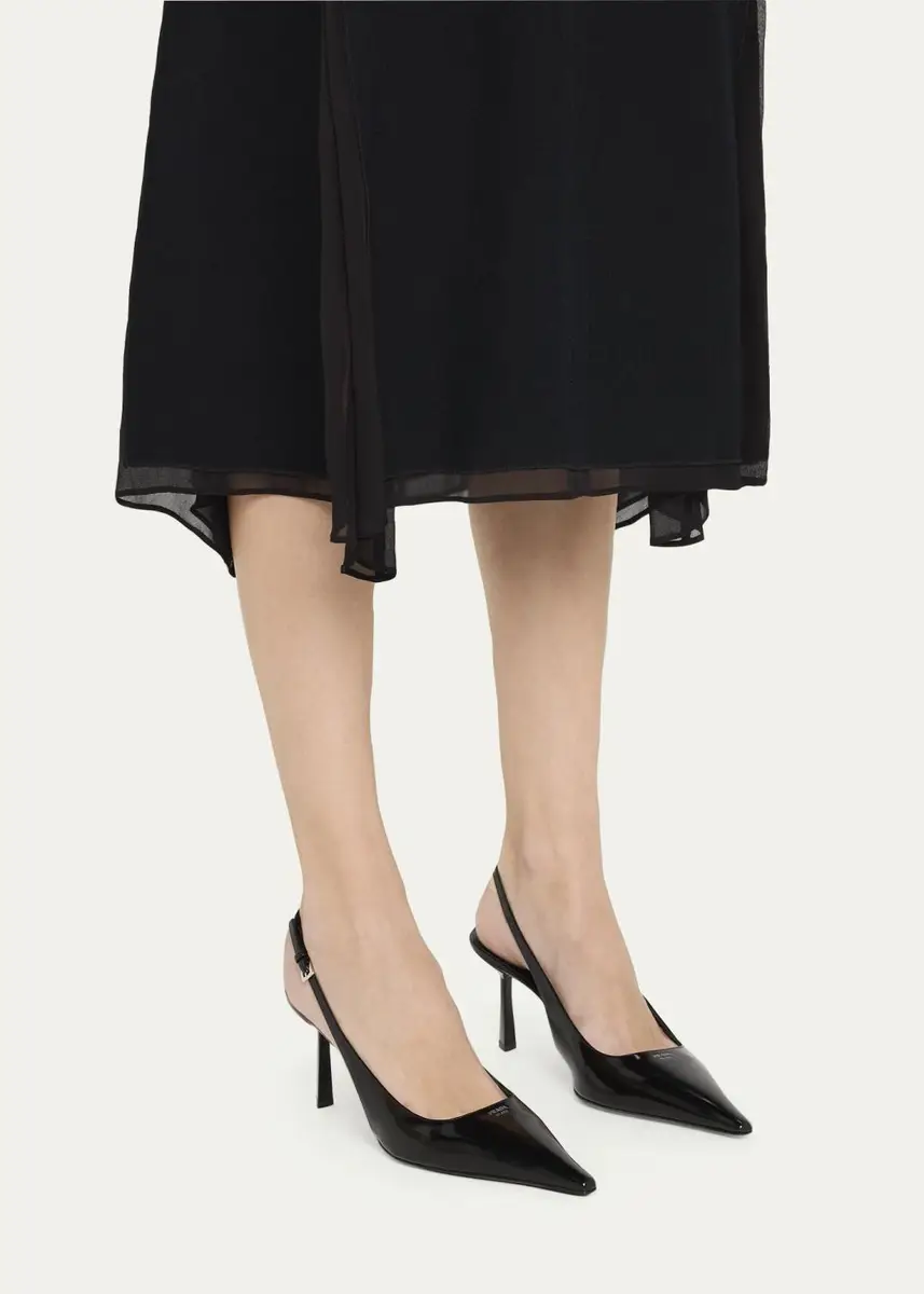 Prada 75mm Patent Leather Slingback Pumps | Thumbnail 2 Prada 75mm Patent Leather Slingback Pumps | Thumbnail 2