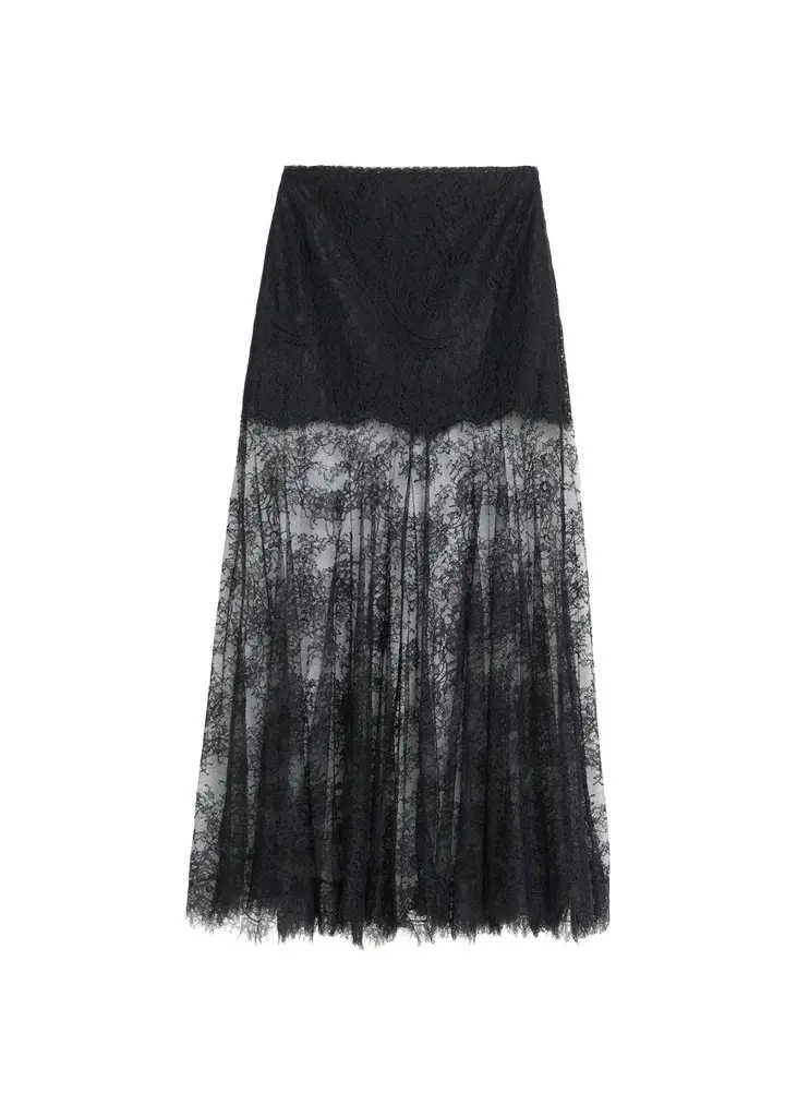 LoveShackFancy Carline Floral Lace Maxi Skirt