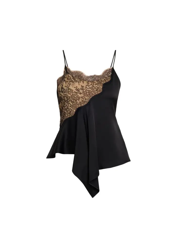 Stella McCartney Lace-Trim Satin Peplum Cami Top