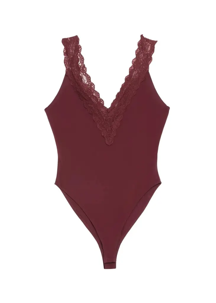 Danna Lace-Trim Jersey Bodysuit Danna Lace-Trim Jersey Bodysuit