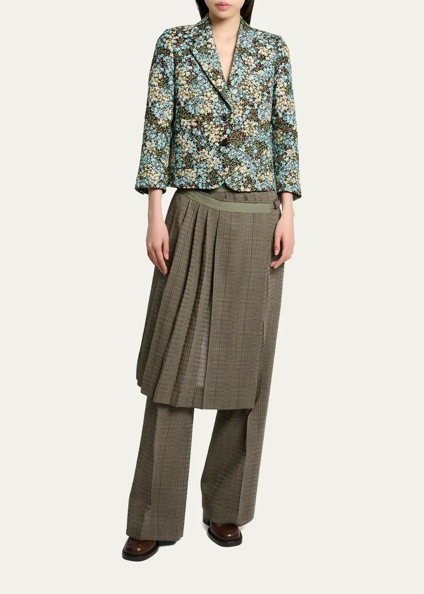Dries Van Noten Floral Jacquard SIngle-Breasted Shrunken Jacket | Thumbnail 2 Dries Van Noten Floral Jacquard SIngle-Breasted Shrunken Jacket | Thumbnail 2