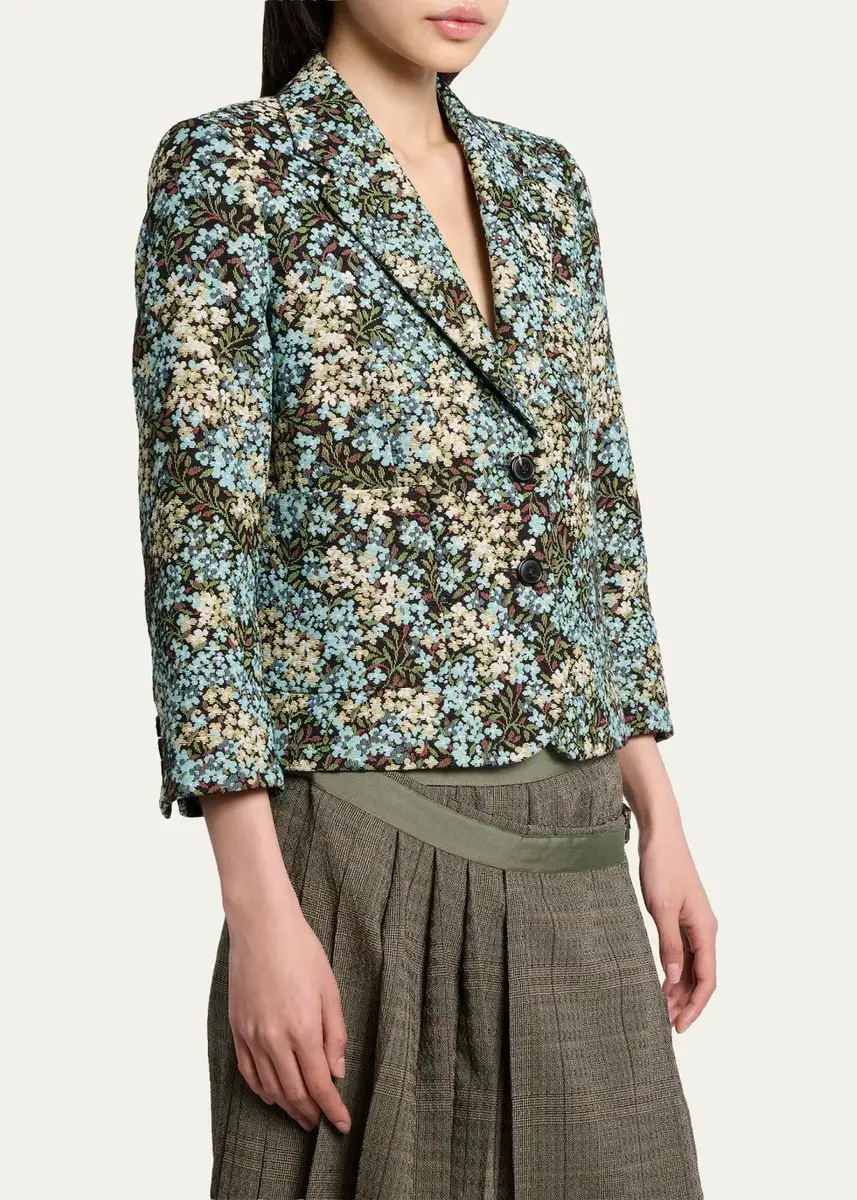 Dries Van Noten Floral Jacquard SIngle-Breasted Shrunken Jacket | Thumbnail 4 Dries Van Noten Floral Jacquard SIngle-Breasted Shrunken Jacket | Thumbnail 4