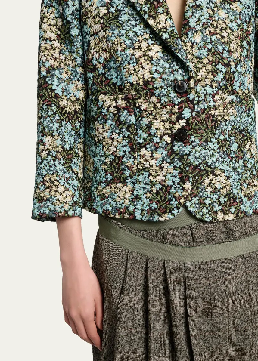 Dries Van Noten Floral Jacquard SIngle-Breasted Shrunken Jacket | Thumbnail 5 Dries Van Noten Floral Jacquard SIngle-Breasted Shrunken Jacket | Thumbnail 5