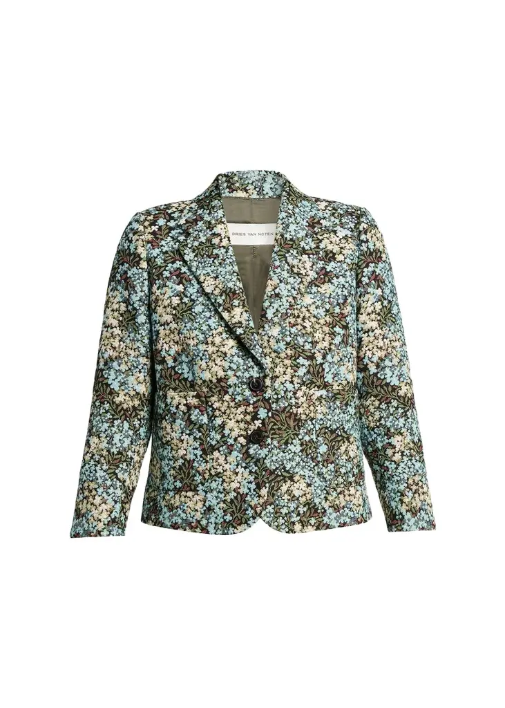 Floral Jacquard SIngle-Breasted Shrunken Jacket