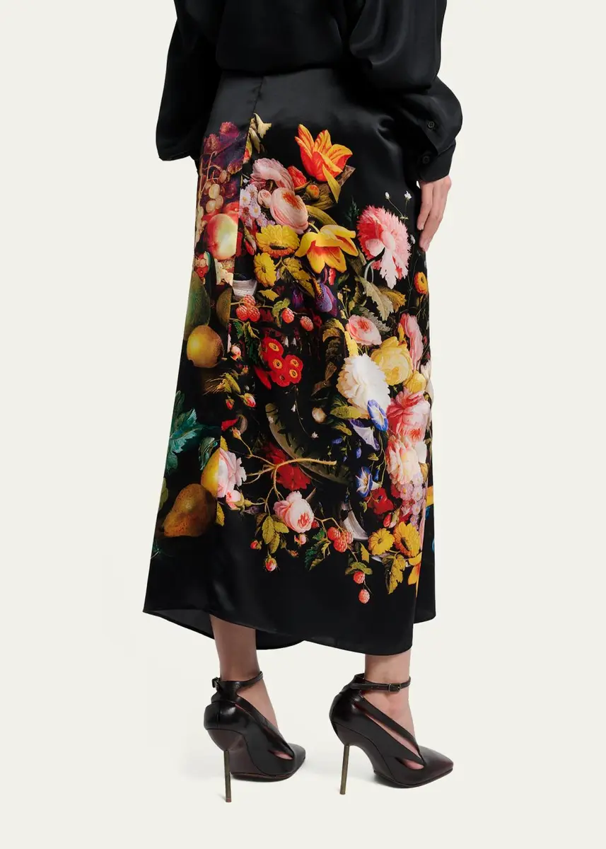 Dries Van Noten Printed Silk Twist-Front Maxi Skirt | Thumbnail 3