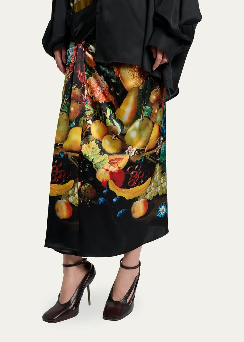 Dries Van Noten Printed Silk Twist-Front Maxi Skirt | Thumbnail 4