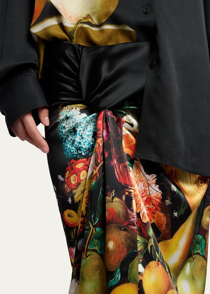 Dries Van Noten Printed Silk Twist-Front Maxi Skirt | Thumbnail 5