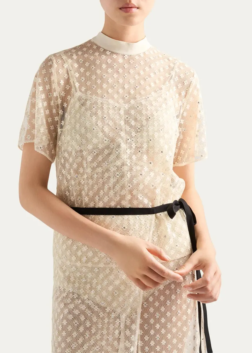 Prada Embellished Floral Mesh Top | Thumbnail 4