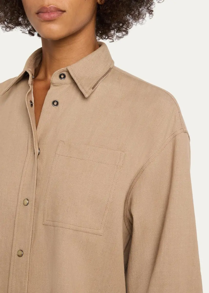 Brunello Cucinelli Sparkle Monili Twill Button-Down Shirt | Thumbnail 5 Brunello Cucinelli Sparkle Monili Twill Button-Down Shirt | Thumbnail 5