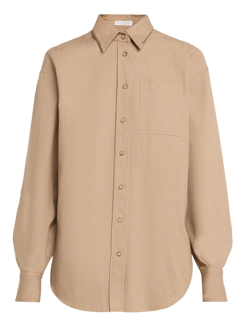 Sparkle Monili Twill Button-Down Shirt Sparkle Monili Twill Button-Down Shirt