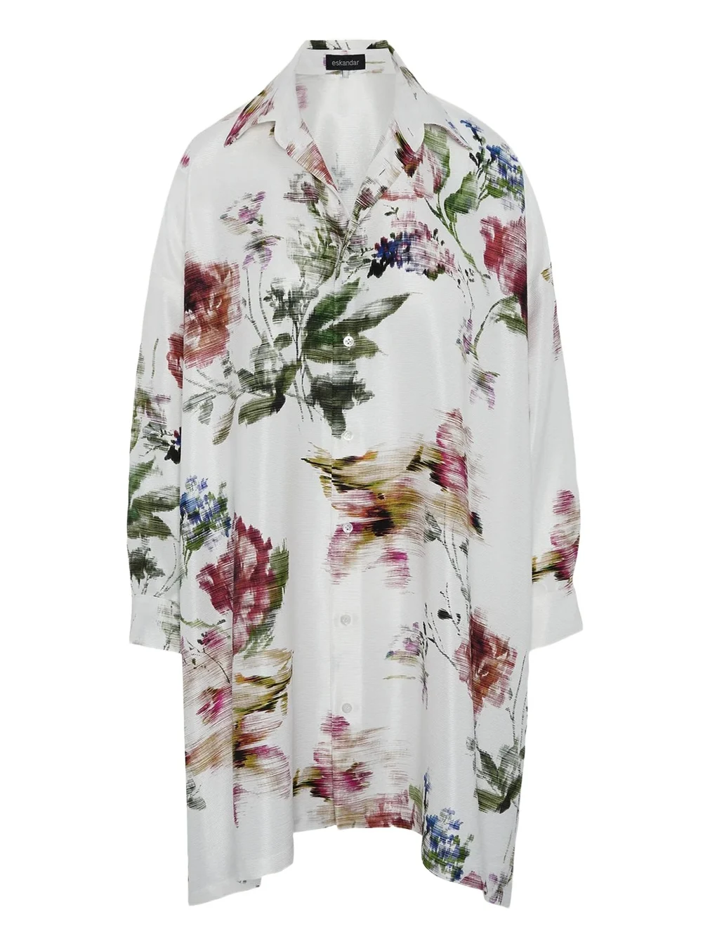 Eskandar Wide A-Line Shirt With Collar - Long Plus Length