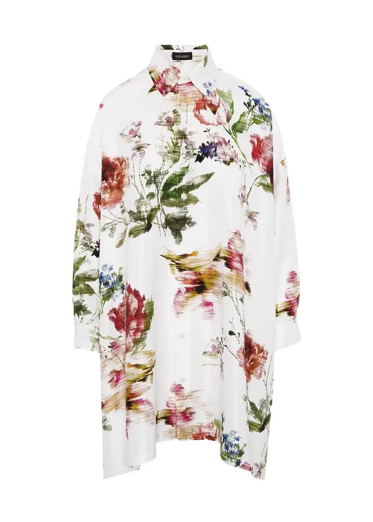 Eskandar Wide A-Line Shirt With Collar - Long Plus Length