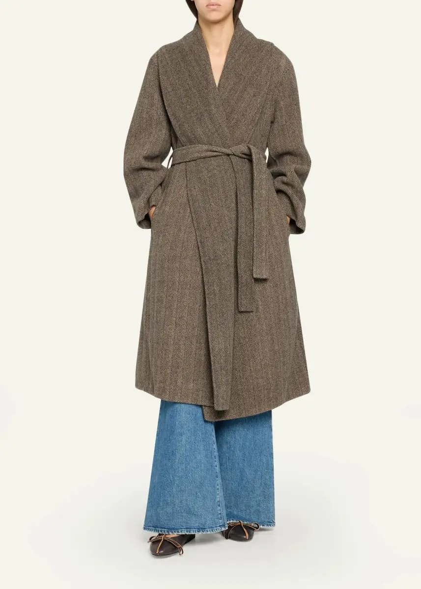 Theory Lux Herringbone Shawl Wrap Coat | Thumbnail 2 Theory Lux Herringbone Shawl Wrap Coat | Thumbnail 2