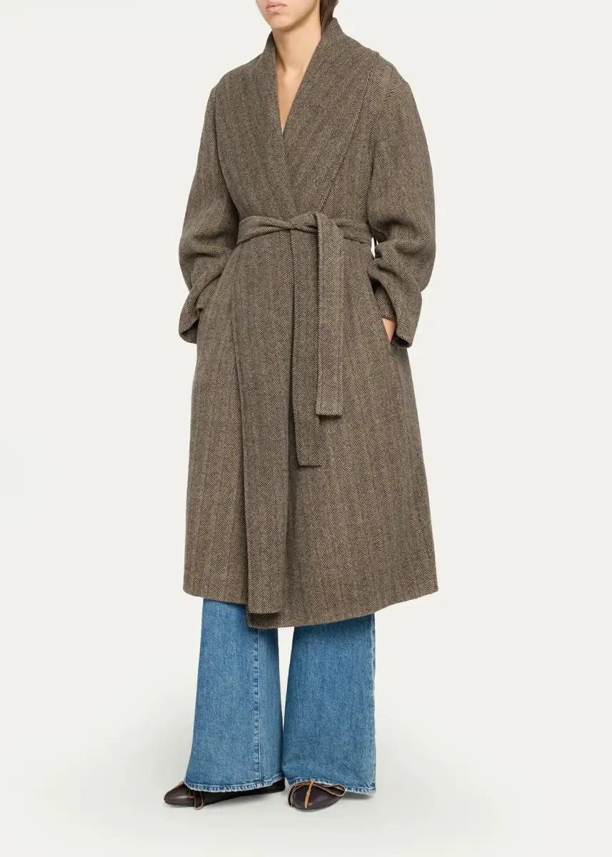 Theory Lux Herringbone Shawl Wrap Coat | Thumbnail 4 Theory Lux Herringbone Shawl Wrap Coat | Thumbnail 4