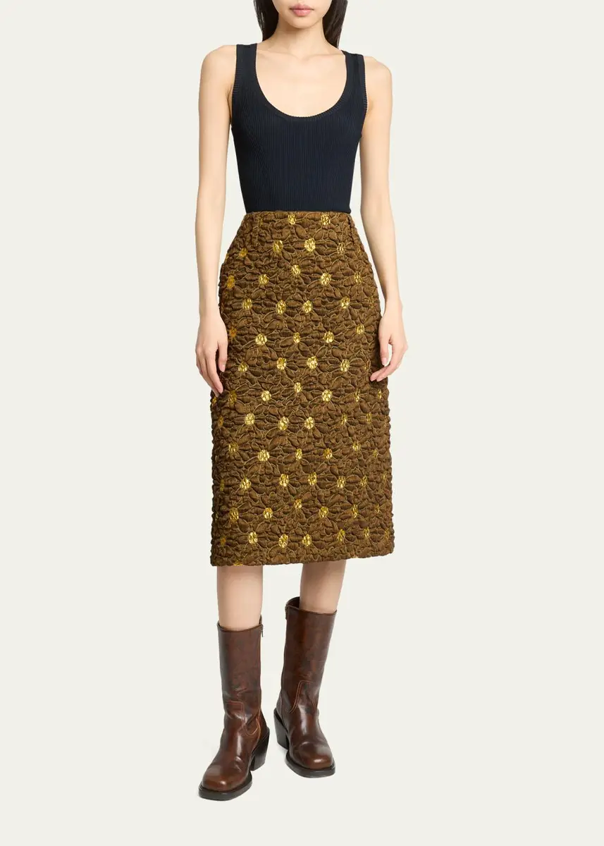 Dries Van Noten Floral Jacquard Linen-Blend Midi Skirt | Thumbnail 2 Dries Van Noten Floral Jacquard Linen-Blend Midi Skirt | Thumbnail 2