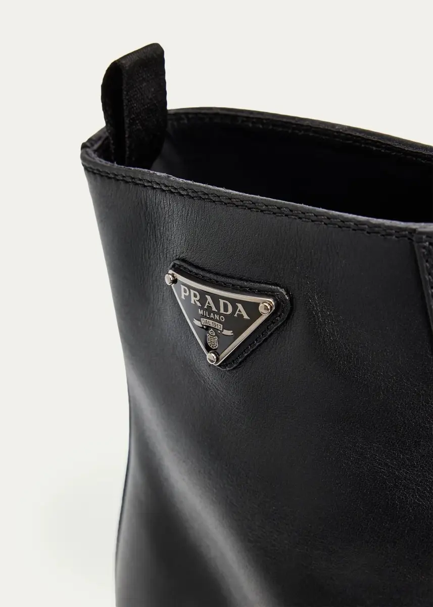 Prada 50mm Triangle Logo Leather Zip-Front Platform Ankle Boots | Thumbnail 3 Prada 50mm Triangle Logo Leather Zip-Front Platform Ankle Boots | Thumbnail 3