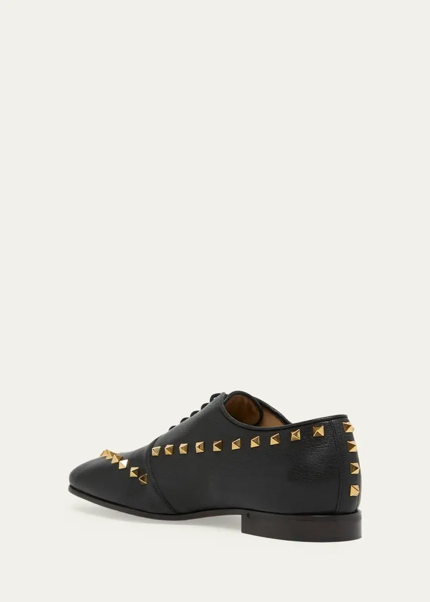 Valentino Garavani Men's Rockstud Leather Derby Shoes | Thumbnail 4 Valentino Garavani Men's Rockstud Leather Derby Shoes | Thumbnail 4