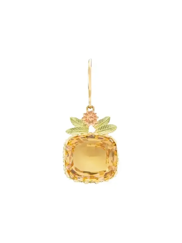 18K Yellow Gold Pierreries Citrine Earring with Up Style, Single 18K Yellow Gold Pierreries Citrine Earring with Up Style, Single