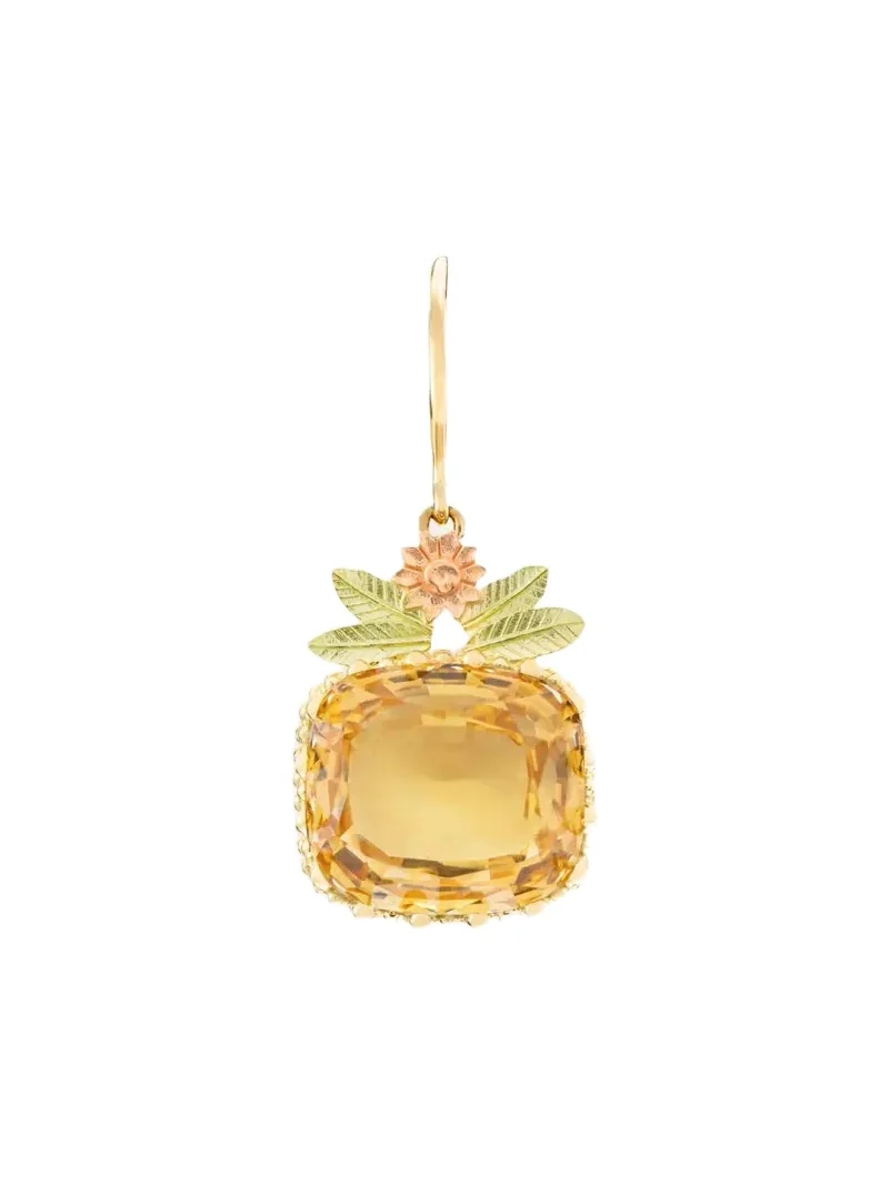 18K Yellow Gold Pierreries Citrine Earring with Up Style, Single 18K Yellow Gold Pierreries Citrine Earring with Up Style, Single