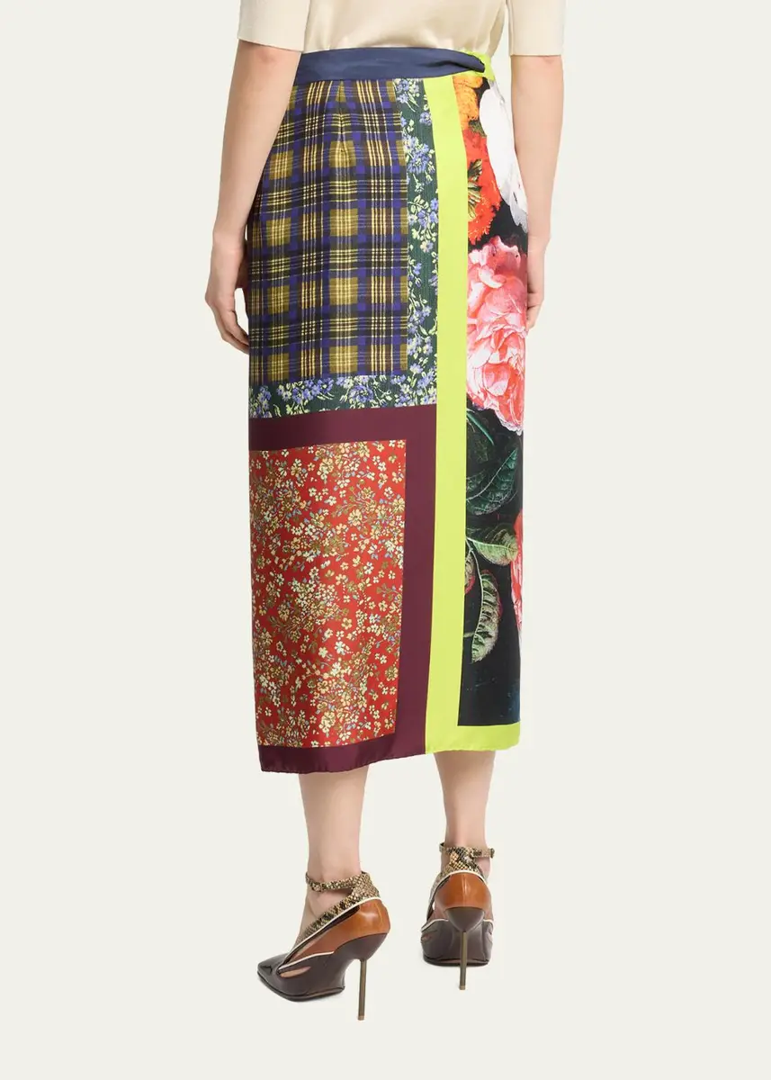 Dries Van Noten Mixed-Print Silk Midi Wrap Skirt | Thumbnail 3 Dries Van Noten Mixed-Print Silk Midi Wrap Skirt | Thumbnail 3