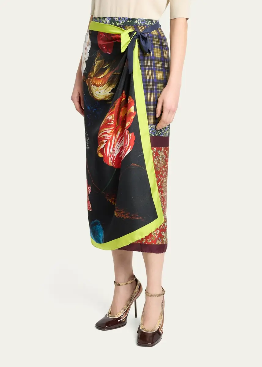 Dries Van Noten Mixed-Print Silk Midi Wrap Skirt | Thumbnail 4 Dries Van Noten Mixed-Print Silk Midi Wrap Skirt | Thumbnail 4