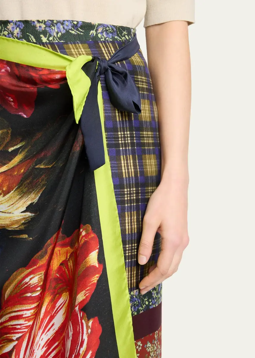 Dries Van Noten Mixed-Print Silk Midi Wrap Skirt | Thumbnail 5 Dries Van Noten Mixed-Print Silk Midi Wrap Skirt | Thumbnail 5