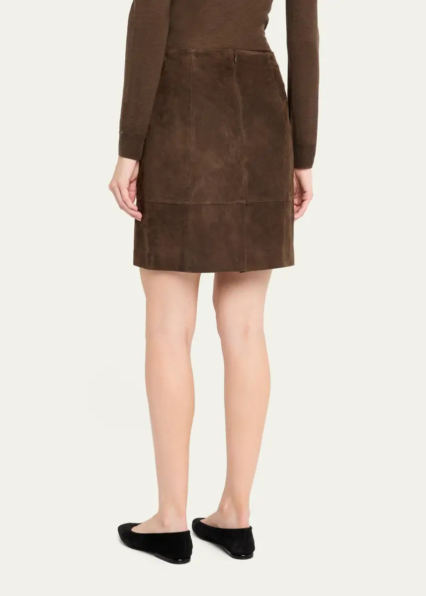 Vince Suede High-Waist Knee Skirt | Thumbnail 3 Vince Suede High-Waist Knee Skirt | Thumbnail 3