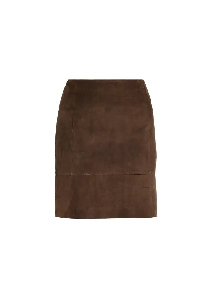 Vince Suede High-Waist Knee Skirt