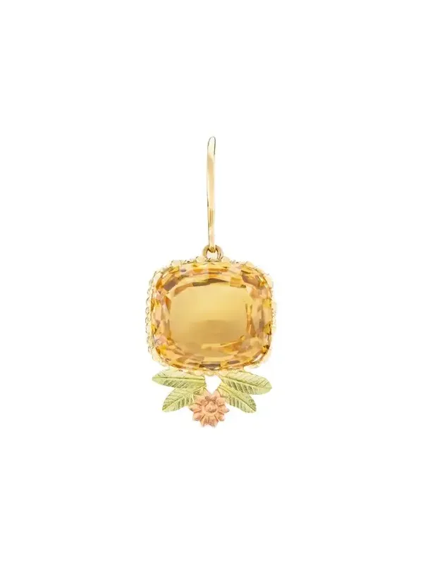 18K Yellow Gold Pierreries Citrine Earring with Down Style, Single 18K Yellow Gold Pierreries Citrine Earring with Down Style, Single