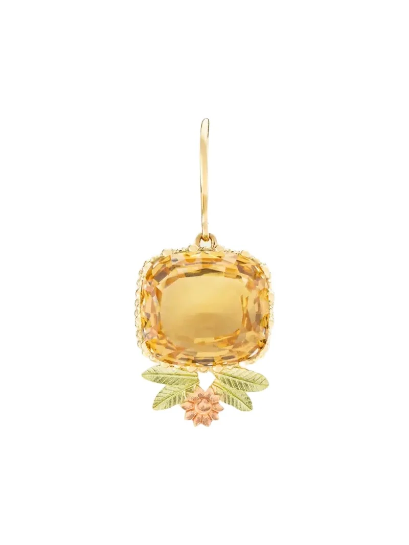 18K Yellow Gold Pierreries Citrine Earring with Down Style, Single 18K Yellow Gold Pierreries Citrine Earring with Down Style, Single