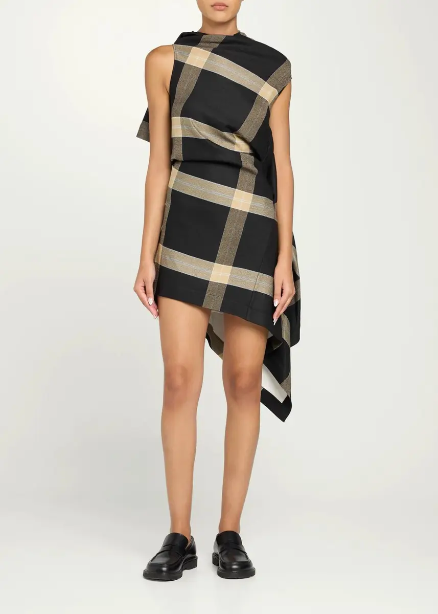 Loewe Draped Check Dress | Thumbnail 2 Loewe Draped Check Dress | Thumbnail 2