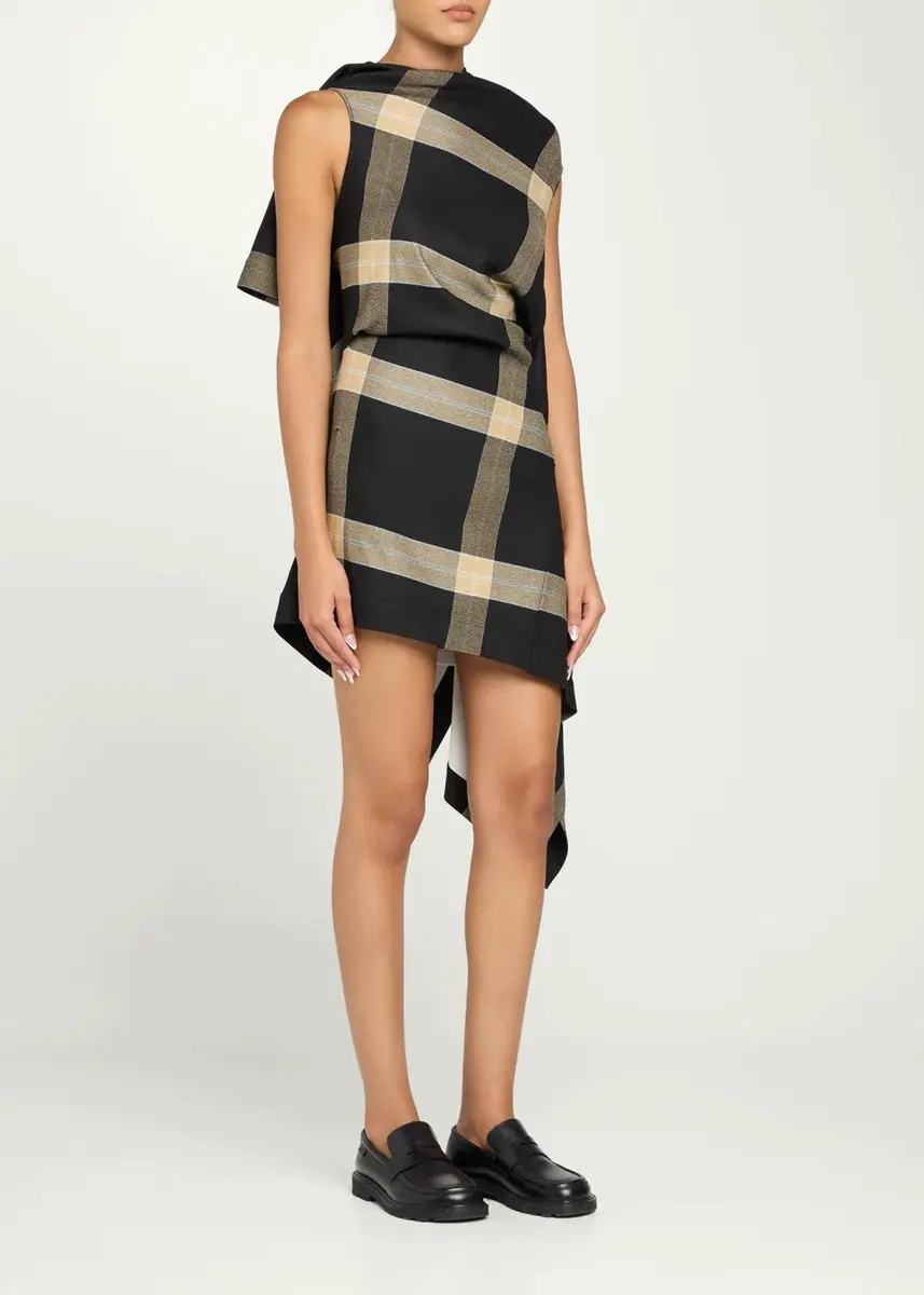 Loewe Draped Check Dress | Thumbnail 4 Loewe Draped Check Dress | Thumbnail 4