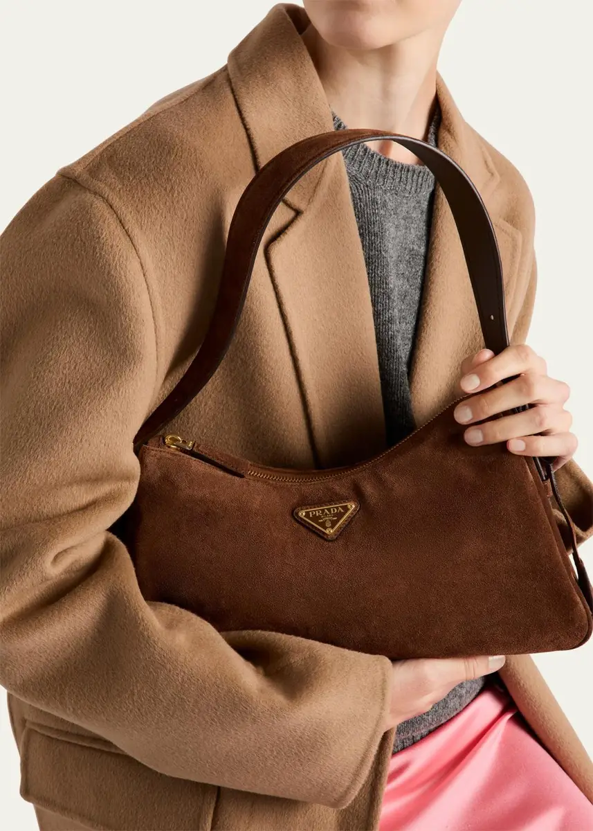 Prada Aimee Medium Zip Suede Shoulder Bag | Thumbnail 2 Prada Aimee Medium Zip Suede Shoulder Bag | Thumbnail 2