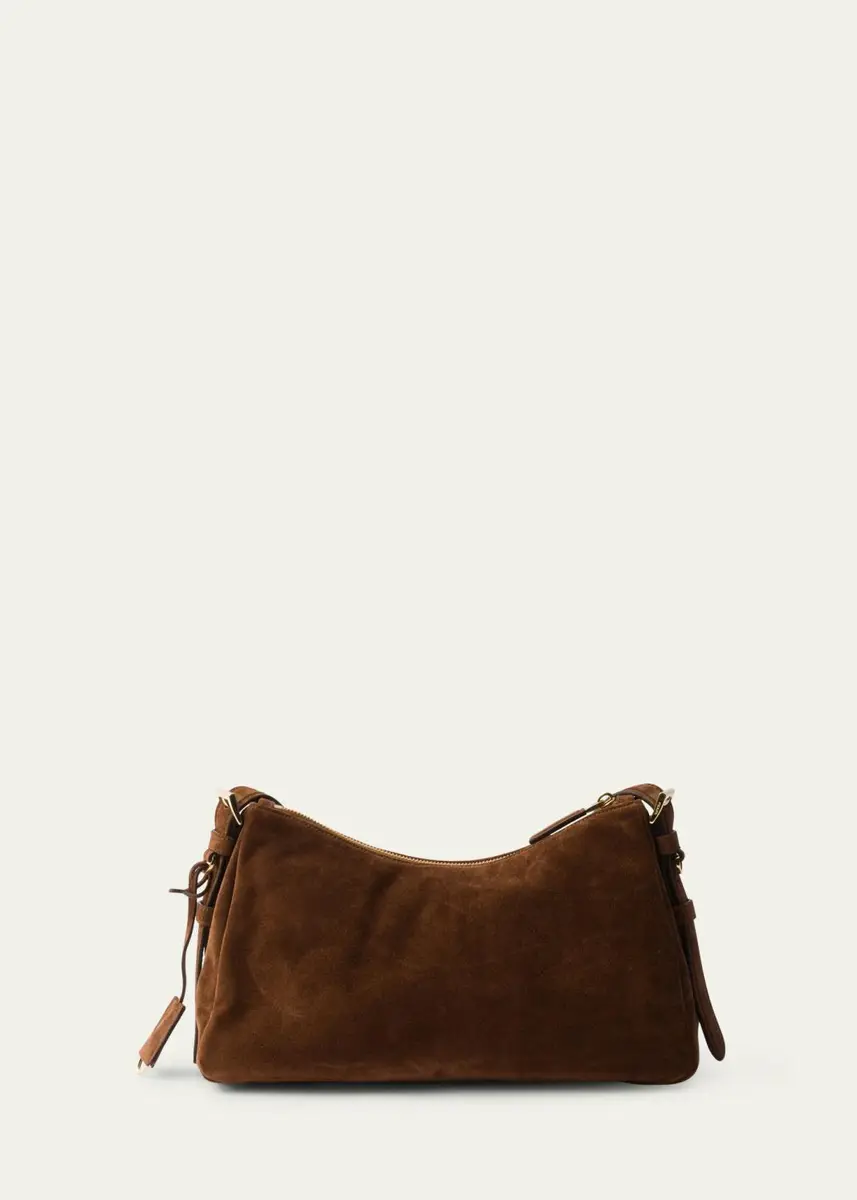 Prada Aimee Medium Zip Suede Shoulder Bag | Thumbnail 3 Prada Aimee Medium Zip Suede Shoulder Bag | Thumbnail 3