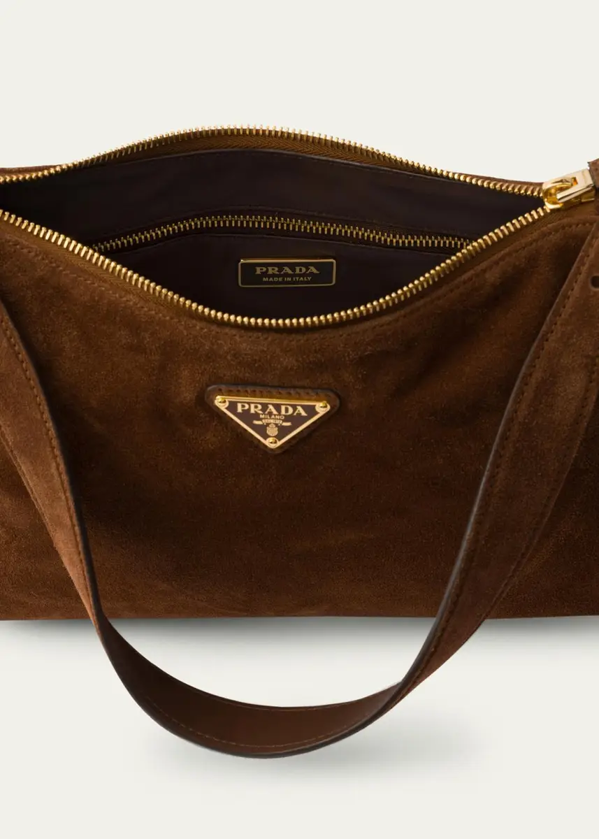 Prada Aimee Medium Zip Suede Shoulder Bag | Thumbnail 4 Prada Aimee Medium Zip Suede Shoulder Bag | Thumbnail 4