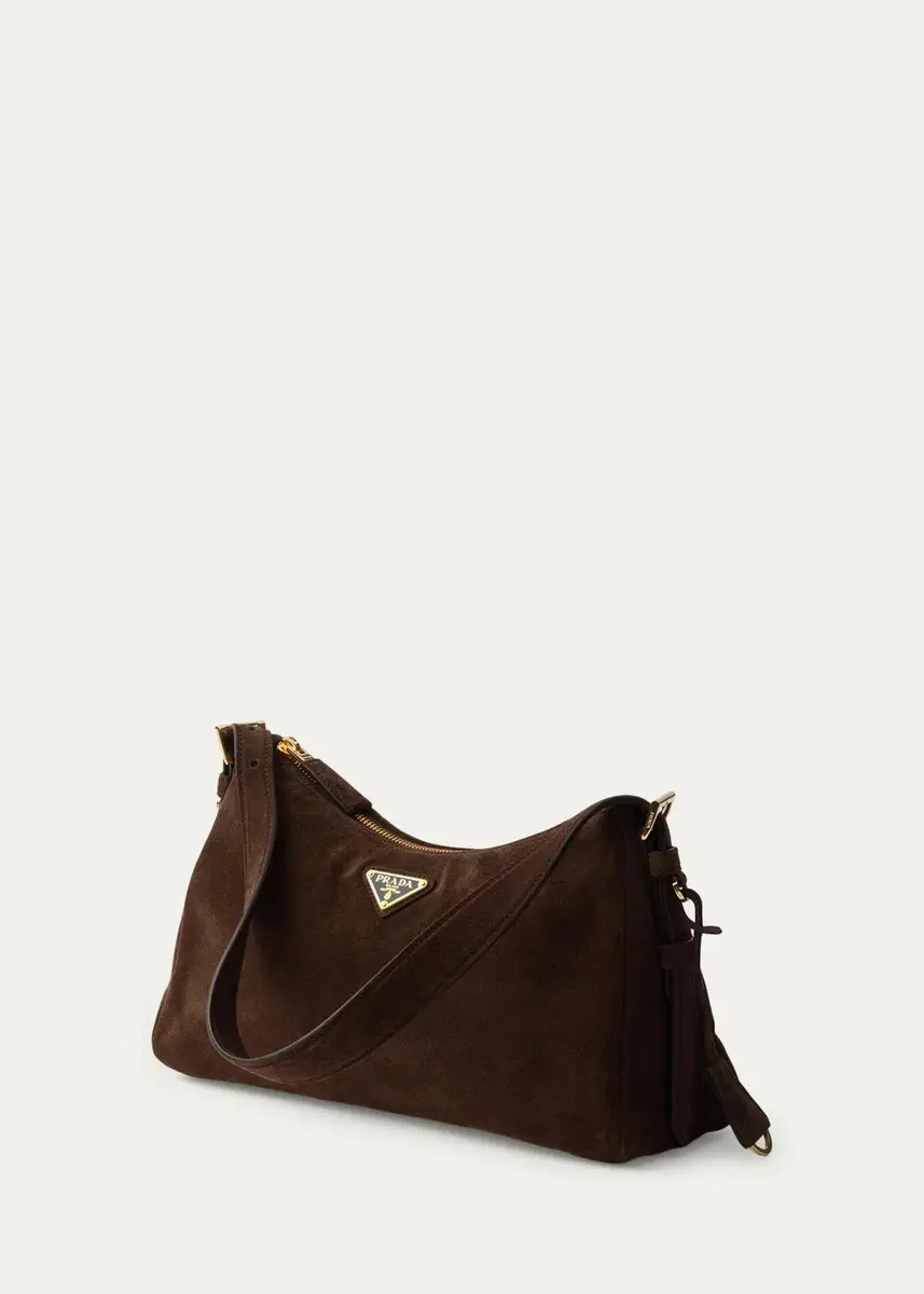 Prada Aimee Medium Zip Suede Shoulder Bag | Thumbnail 6 Prada Aimee Medium Zip Suede Shoulder Bag | Thumbnail 6