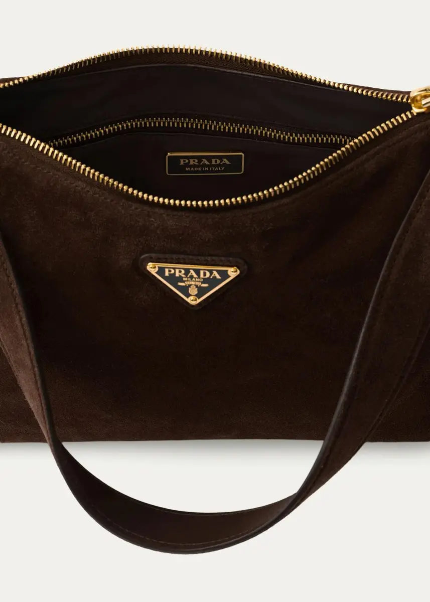 Prada Aimee Medium Zip Suede Shoulder Bag | Thumbnail 7 Prada Aimee Medium Zip Suede Shoulder Bag | Thumbnail 7