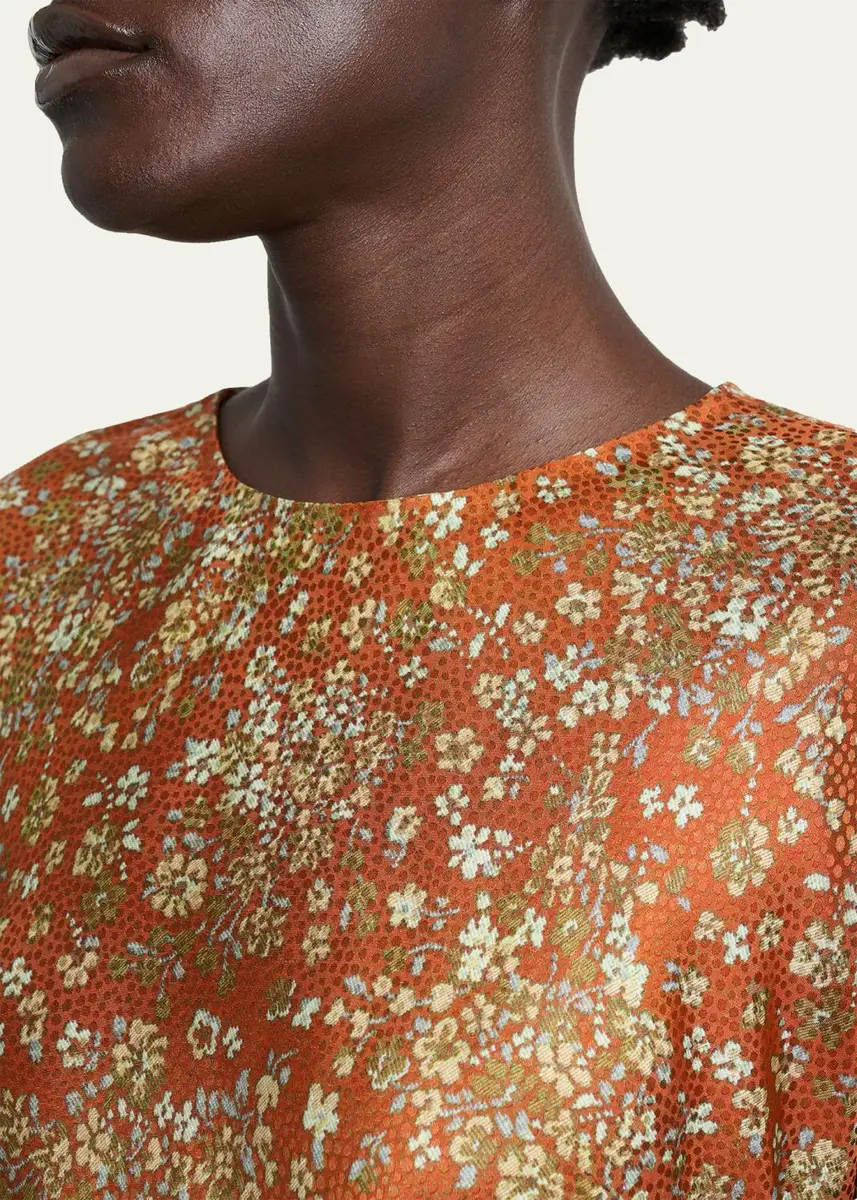 Dries Van Noten Floral Satin Long-Sleeve Midi Dress | Thumbnail 5 Dries Van Noten Floral Satin Long-Sleeve Midi Dress | Thumbnail 5