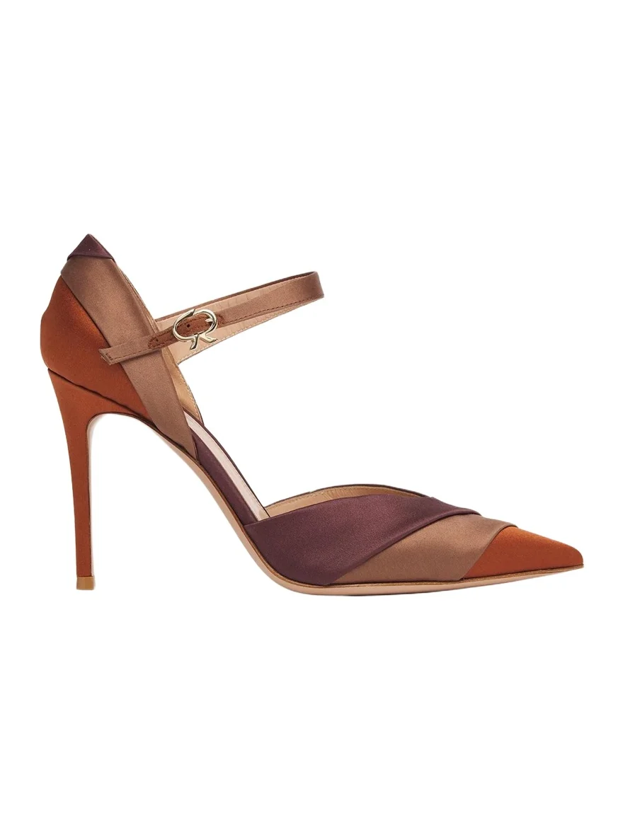Gianvito Rossi 95mm Colorblocked Crepe Satin Ankle-Strap Pumps