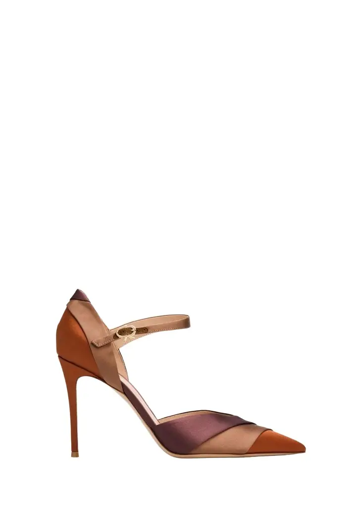 Gianvito Rossi 95mm Colorblocked Crepe Satin Ankle-Strap Pumps