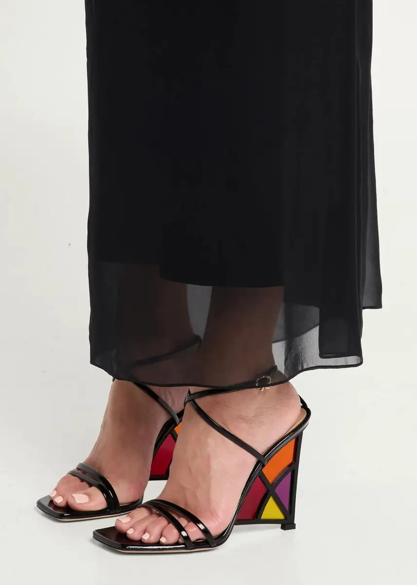 Gianvito Rossi 105mm Patent Leather Stained-Glass Wedge Sandals | Thumbnail 2 Gianvito Rossi 105mm Patent Leather Stained-Glass Wedge Sandals | Thumbnail 2