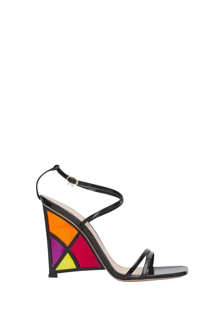 Gianvito Rossi 105mm Patent Leather Stained-Glass Wedge Sandals