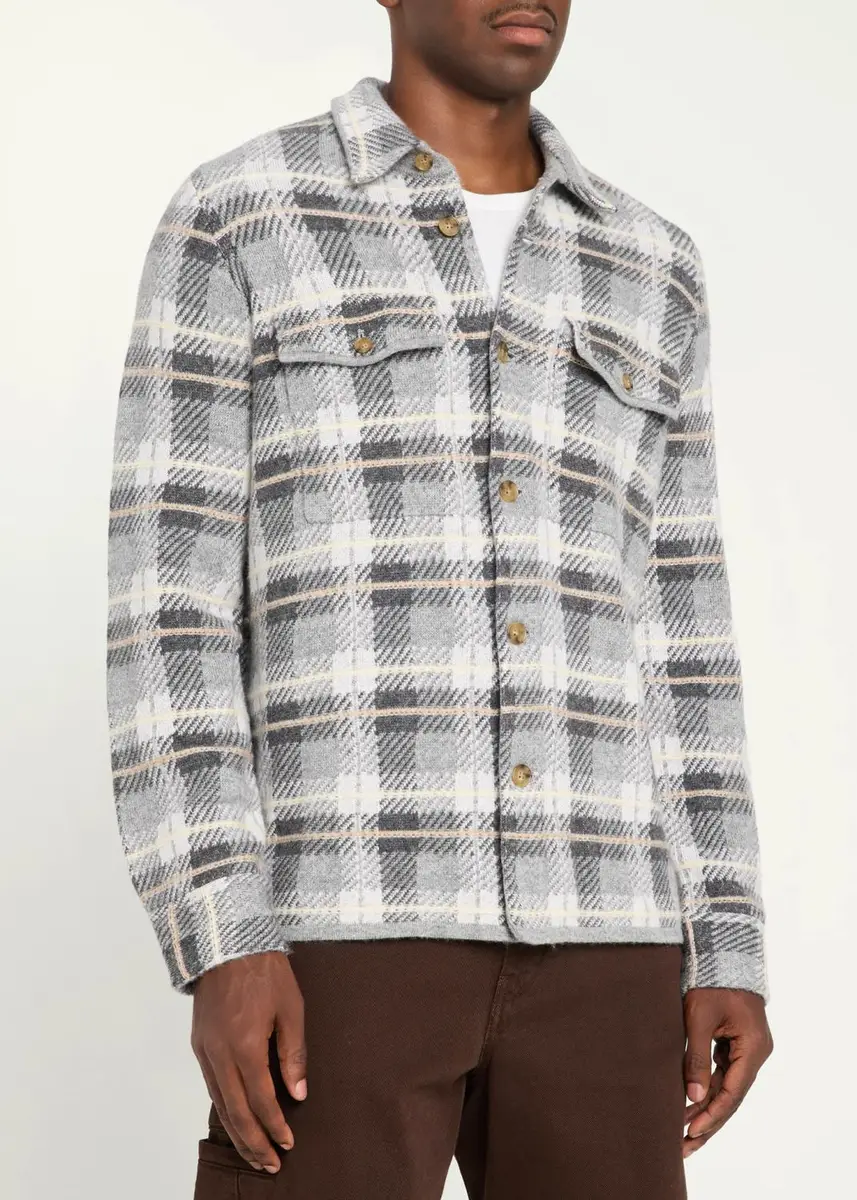 Guest In Residence Men's Plaid Cashmere Shirt | Thumbnail 4