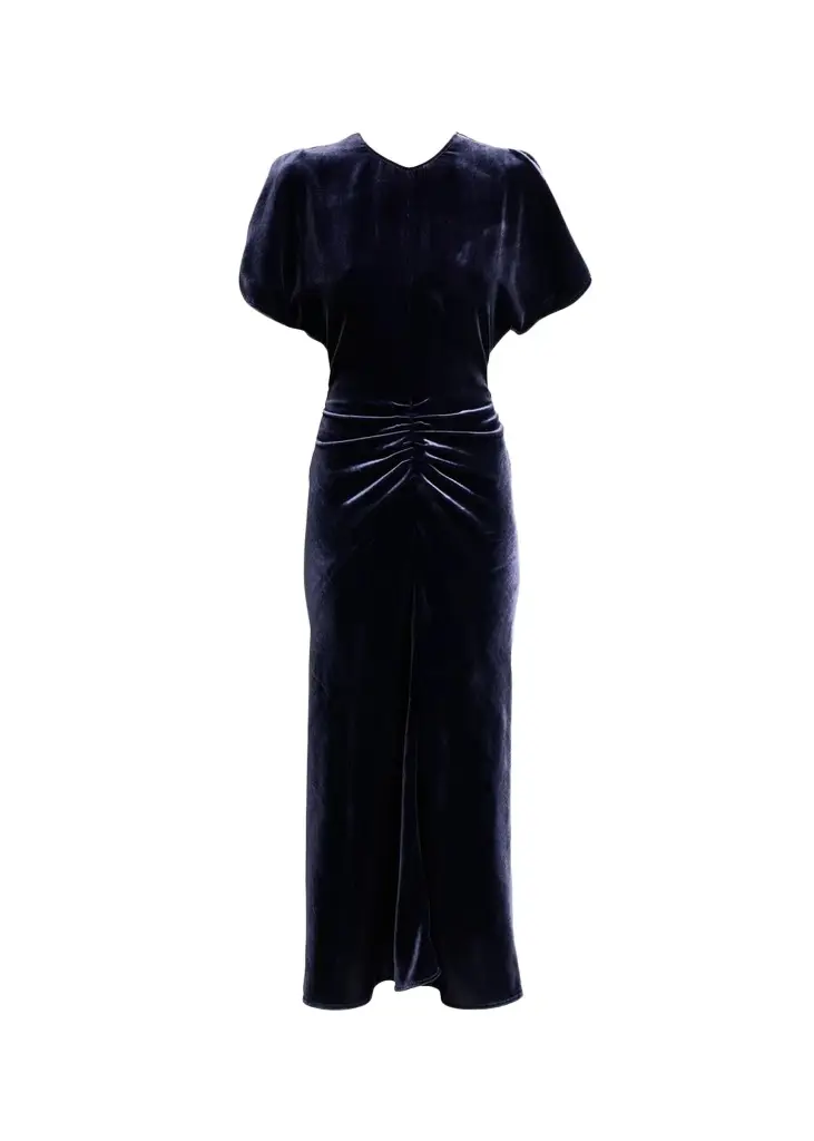 Bela Ruched Velvet Midi Dress Bela Ruched Velvet Midi Dress