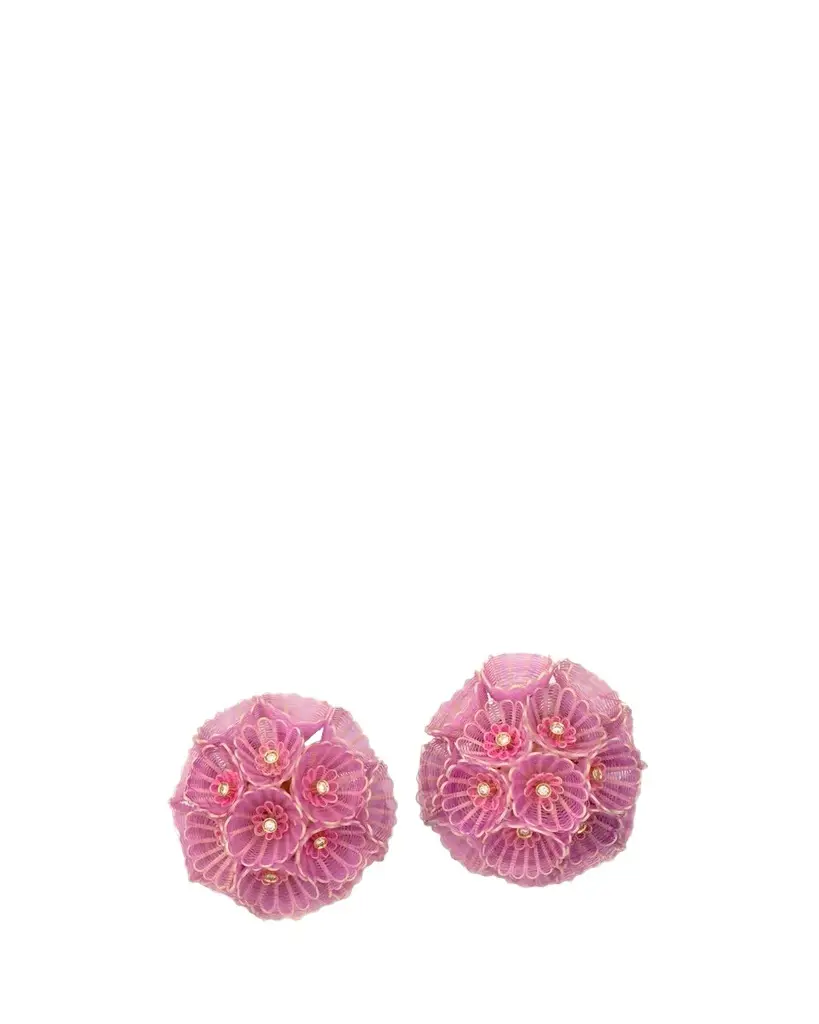 18K Pink and Lilac Horsehair Earrings with Diamonds