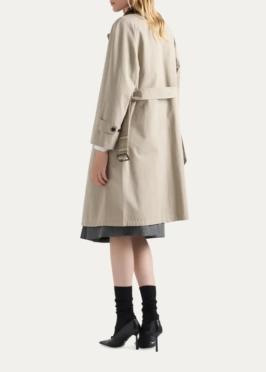 Prada Leather-Trim Cotton Trench Coat | Thumbnail 3